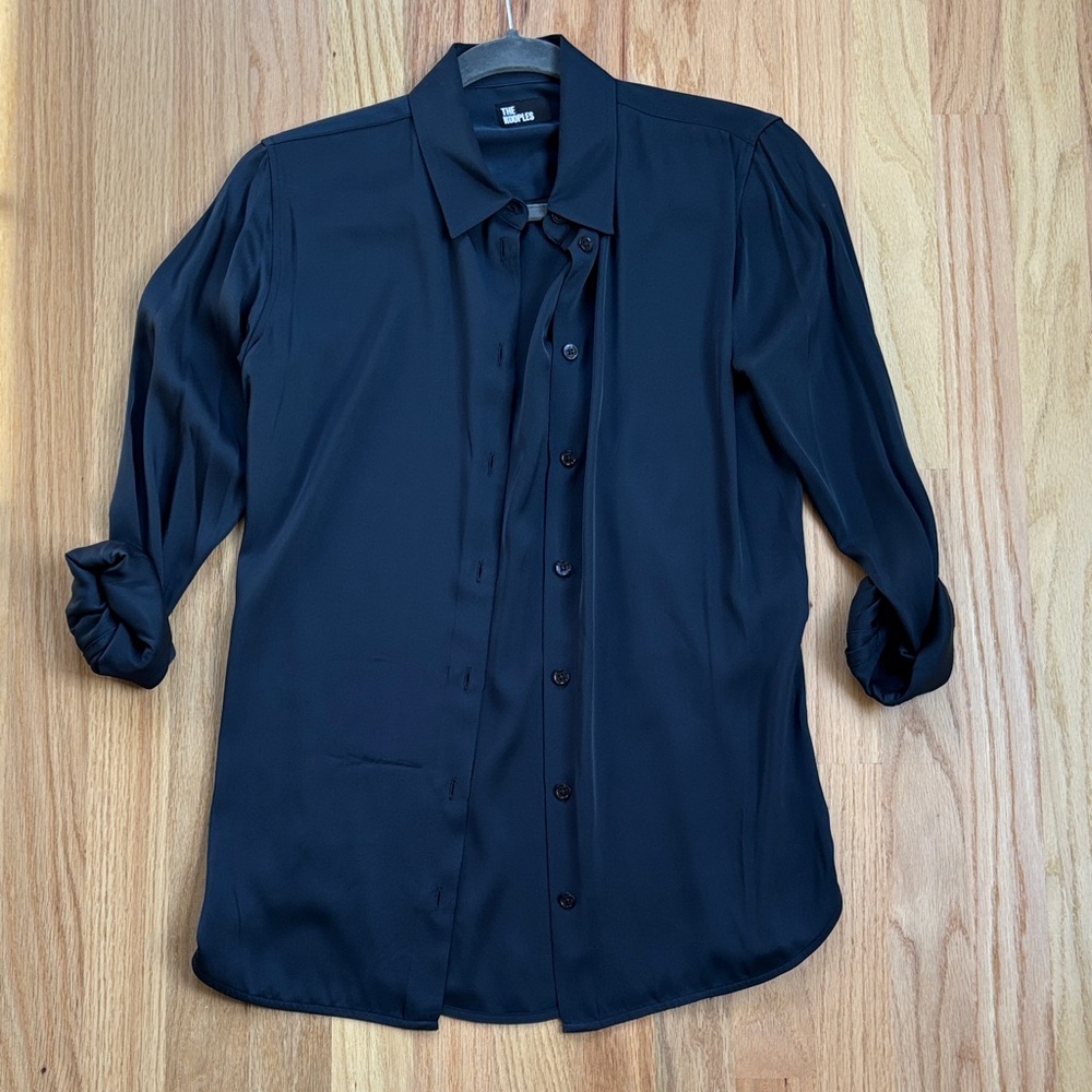 kooples navy silk blouse